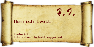 Henrich Ivett névjegykártya